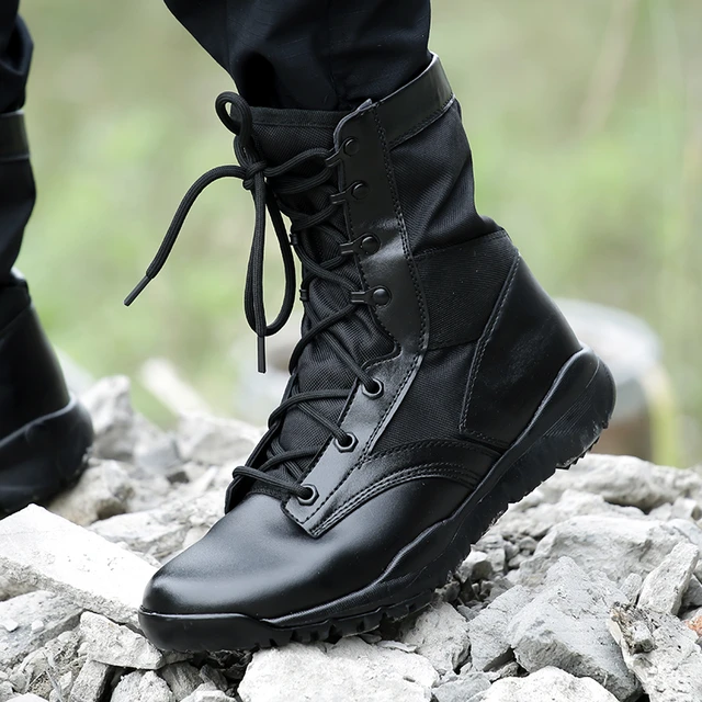 Botas tácticas militares negras para hombre, botas de combate para hombre, botas de entrenamiento transpirables para el desierto del ejército, calzado para deportes de nieve y senderismo - AliExpress