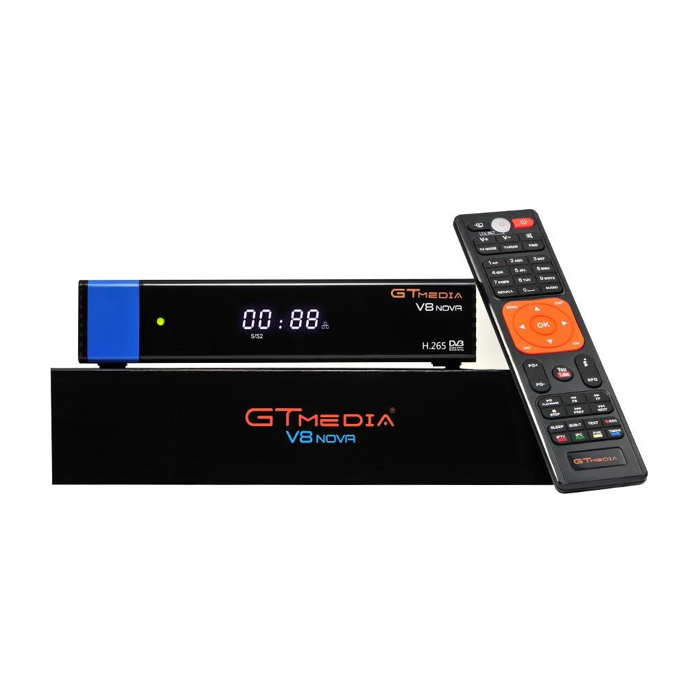 

Gtmedia V8 NOVA Super Satellite Receiver ETHERNET DLNA Power Biss key Cline H.265 DVB-S2 Built Wifi WEB TV IPTV Youtube TV Tuner