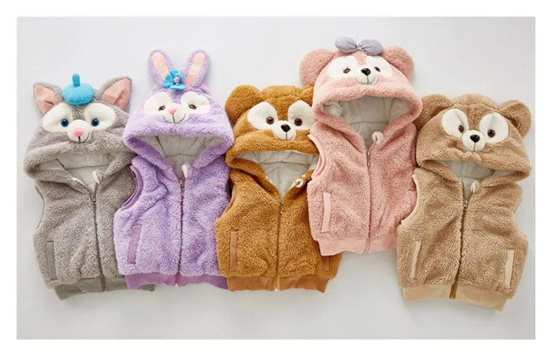 2018 autumn winter baby boys girls vest for children thick cotton warm rabbit veat cute hooded outwear children clothes (10)