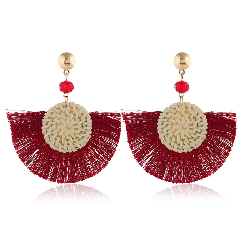 

ZOSHI Vintage Tassel Earrings Bohemian Statement Drop Earring for Women Raffia Straw Handmade Earrings Fashion Jewelry Female