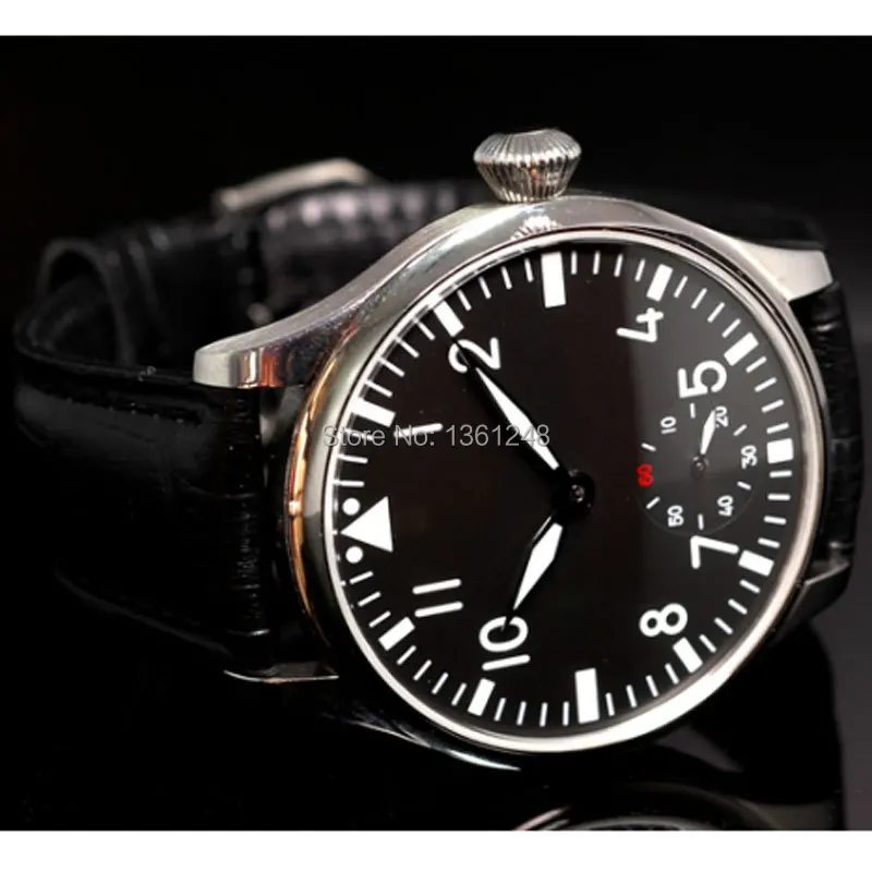 

44mm parnis black white dial ST 6498 Mechanical manual wind mens watch P33