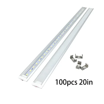 

100pcs/lot Embedded strip 5730 smd DC12V LOW Voltoge safe 50cm Hard rigid Leds bar light U Aluminium for kitchen cabinet