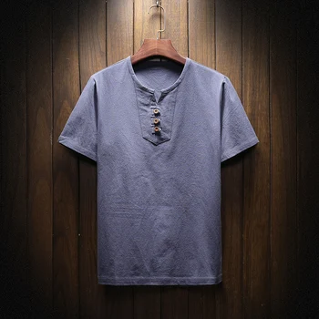 

Linen male big v-neck t shirt Chinese style fat guy plus size men's loose short-sleeve T-shirt 7XL 8XL 9XL big hiphop t shirt