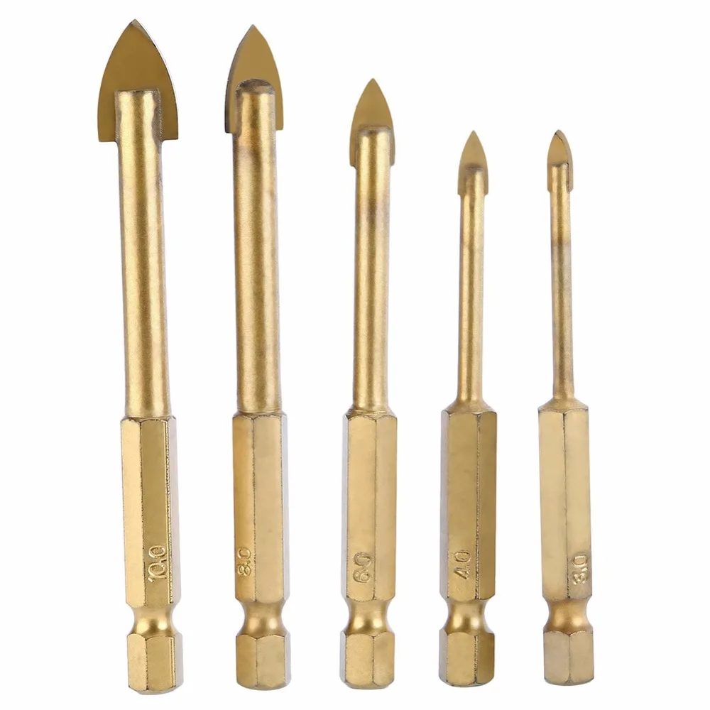 5Pcs/set Glass Drill Bits Set Titanium Coated Power Tools Accessories 1