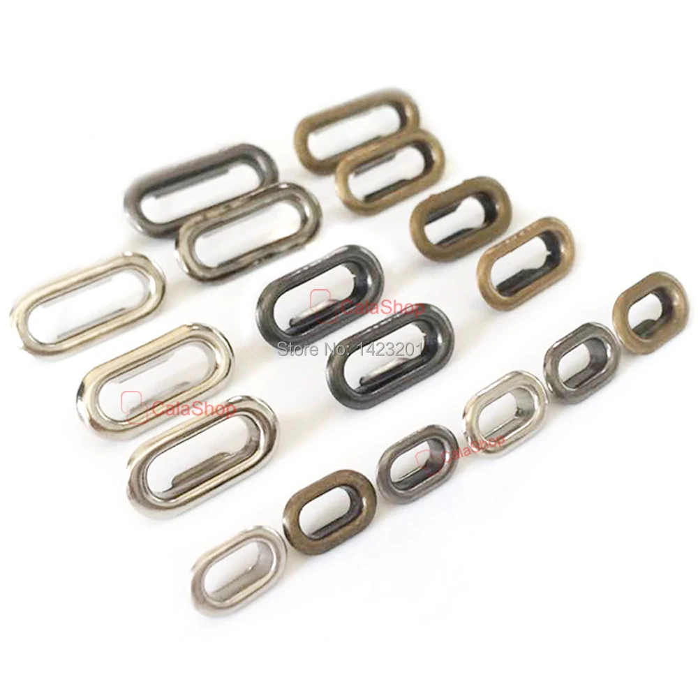 

25/60/100 Pcs / Lot Brass Oval shaped Eyelets Grommet With Washers For Canvas Clothing Bags Purse Hand Craft DIY