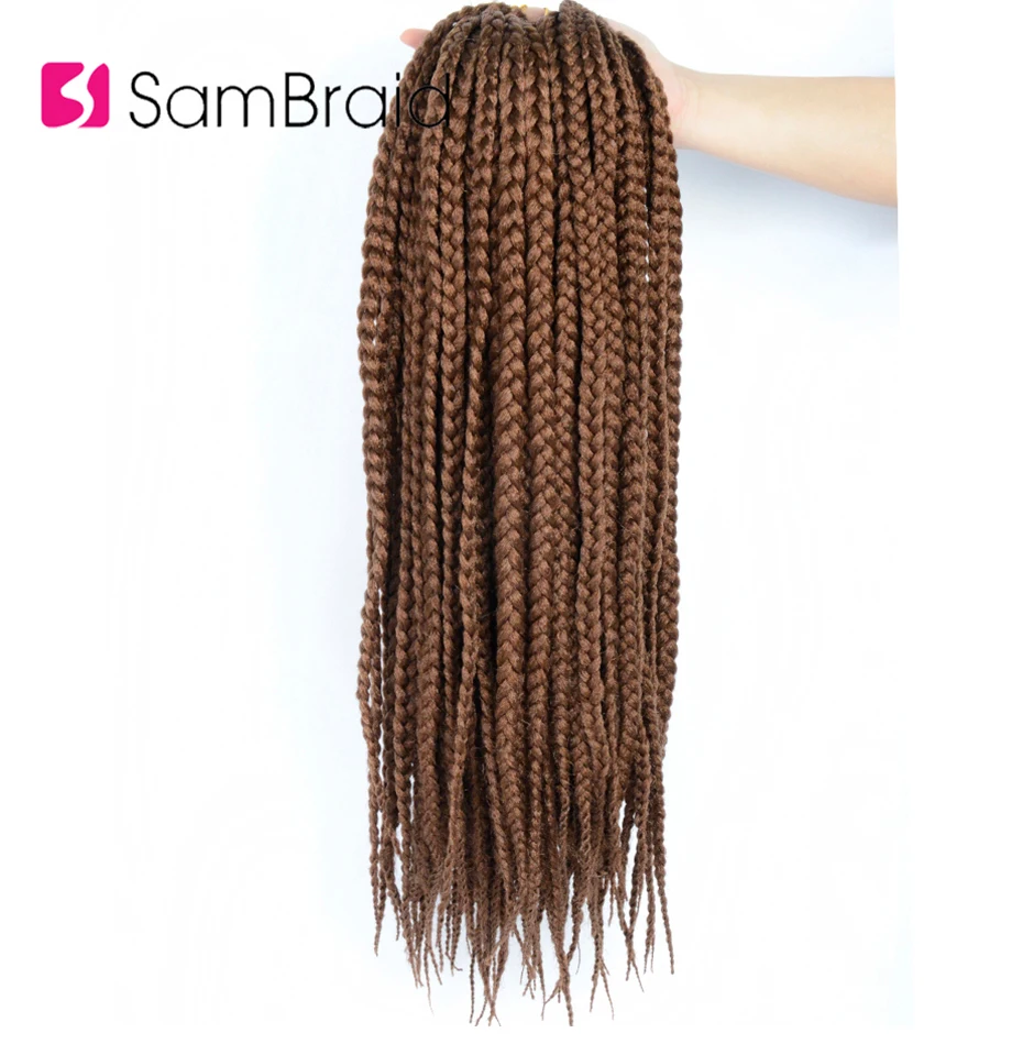 SAMBRAID коробка косички 1" 18" 2" крючком косички синтетические волосы 12 корней чистые цвета крючком косички наращивание волос 90-100 г