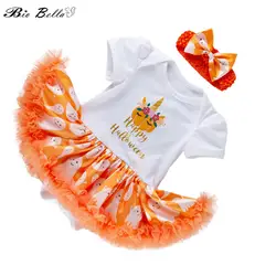 Комплект одежды для Новорожденные девочки на Хэллоуин, пачка, детский набор для Хэллоуина, милое платье для девочки + повязка на голову, 2