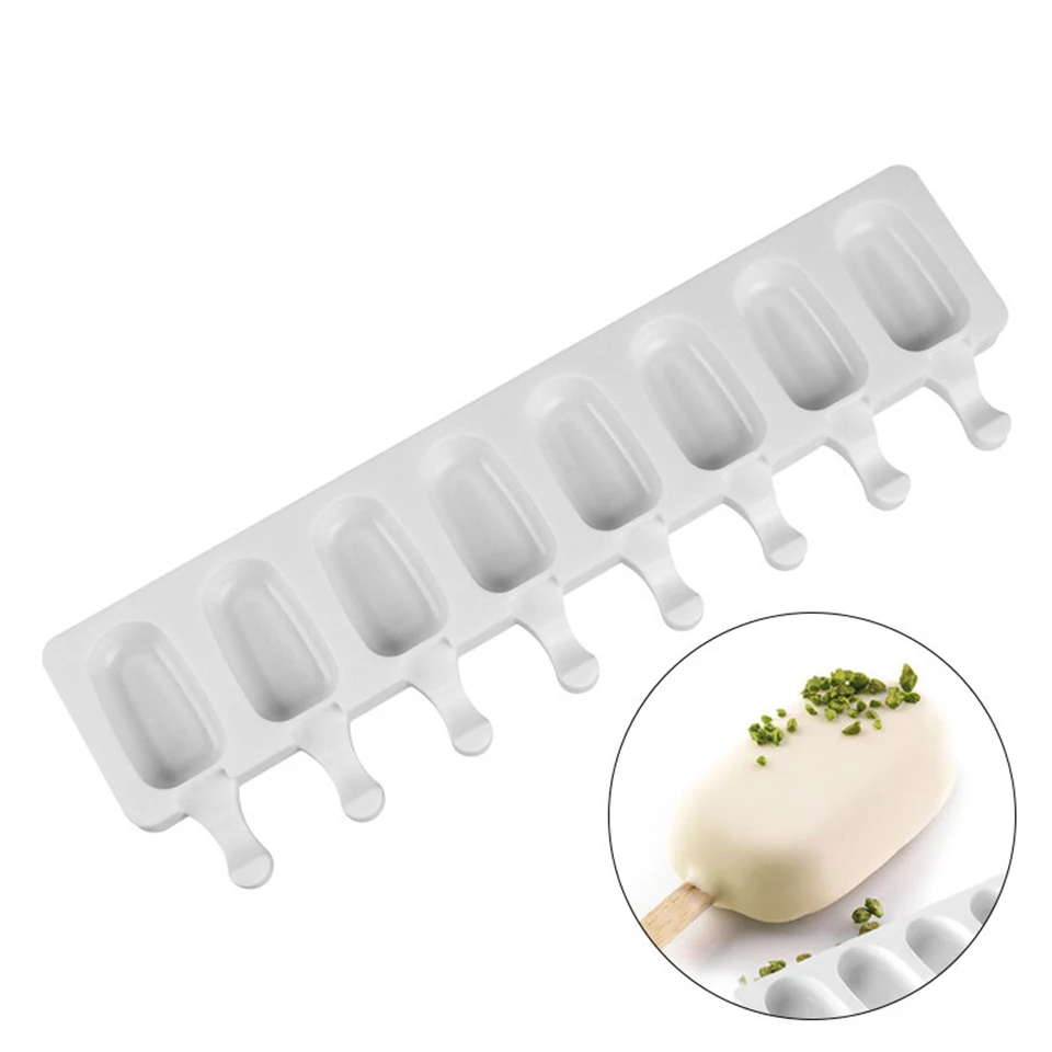Homemade Food Grade Silicone Ice Cream Molds Makers Wood Ice Cream Sticks Popsicle Silicone Mold Ice Cube Maker�Ice Lolly Moulds