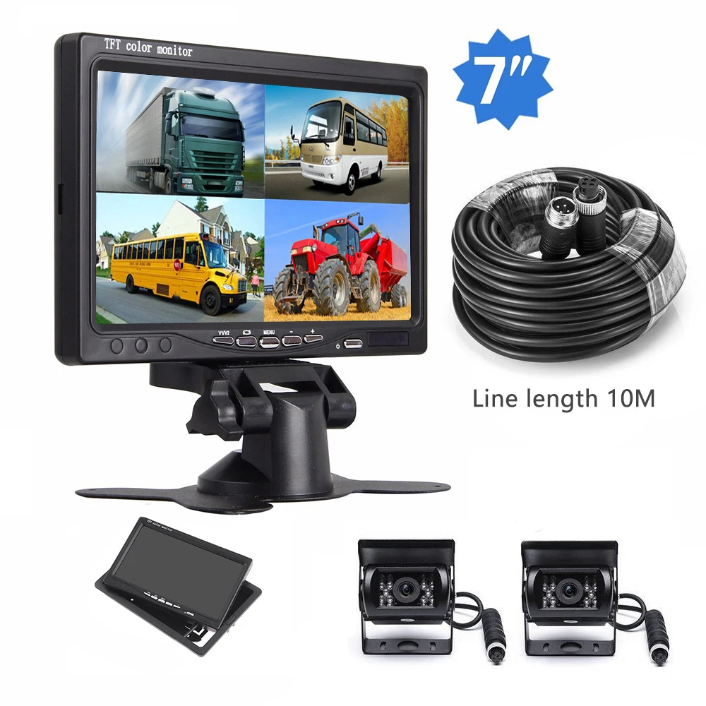 

Camecho 7 inch TFT LCD Color 800*480 Car Monitor for Surveillance Camera Car Rear View Camera - 2 AV Input Car Rear View Monitor