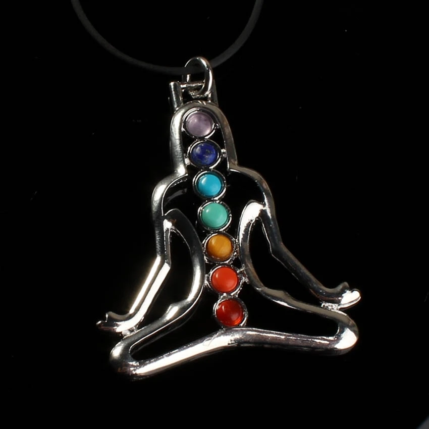

Kraft-beads Silver Plated 7 Stone Beads Inner Peace Yoga Meditation Buddha Guardian Pendant Healing Balance Chakra Jewelry