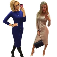 High quality 2016 autumn winter women bodycon office font b dress b font knitted long sleeve