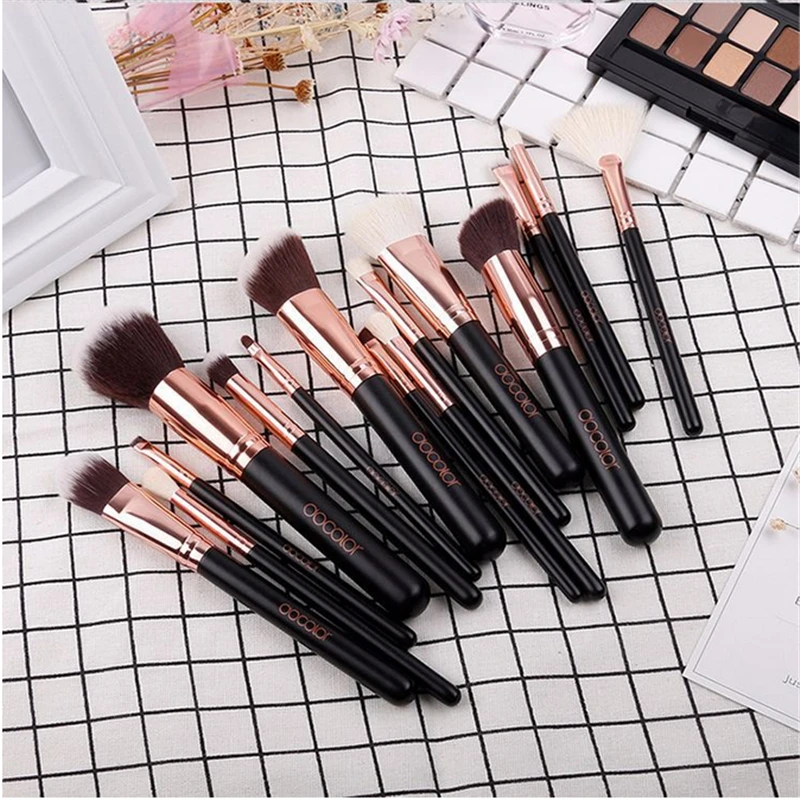 

15pcs High Quality Synthetic Hair and Goat Hair Make Up Brushes Kits With Bag Face Lip Foundation Eye Shadow Blush Brush