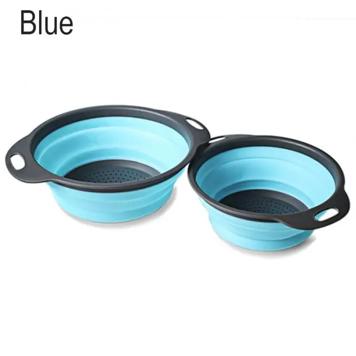 Multifunction Kitchen Collapsible Silicone Colander Fruit Vegetable Strainer Space Saver FBE3