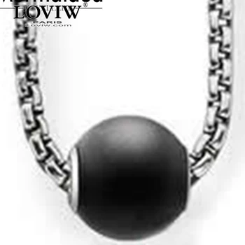 

Brand Blackend Chain Obsidian Bead Strand Necklaces European Jewelry silver colour Jewellery Christmas Gift thomas sabor