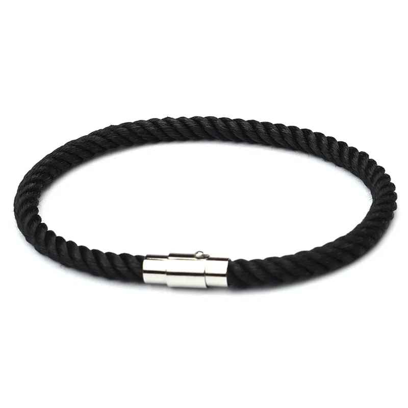 MKENDN New Fashion Rope Leather Bracelet Men Women Stainless Steel Magnetic Clasp Male Bracelets Bangles Jewelry Summer Style