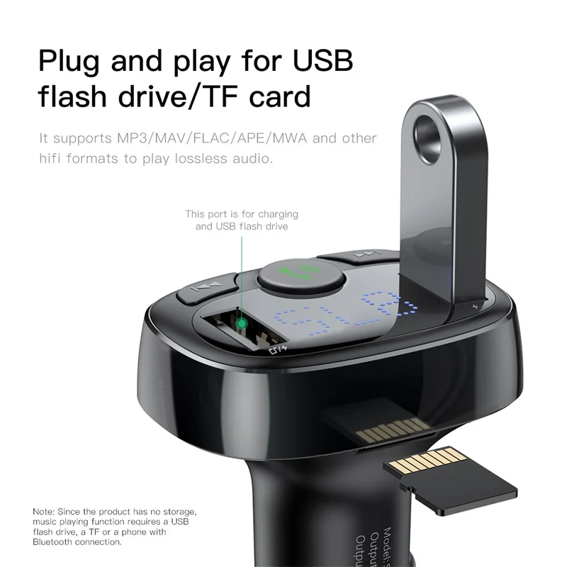 Baseus FM передатчик гарнитура Bluetooth автомобильный комплект для стандартного ЖК MP3