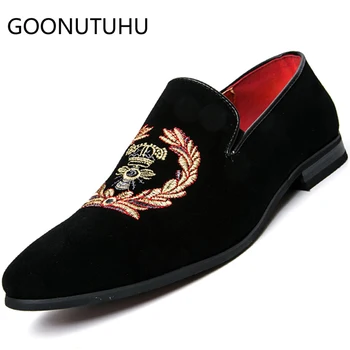 

Fashion men's shoes casual leather suede loafers male new calssic black slip on shoe man size 38-45 party shoes for men hot sale