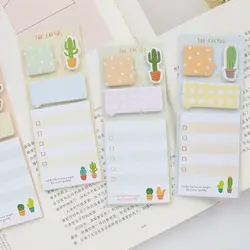 Креативные милые кактус блокноты для заметок кавайный планировщик липкие самоклеящиеся бумажные наклейки для заметок школьные