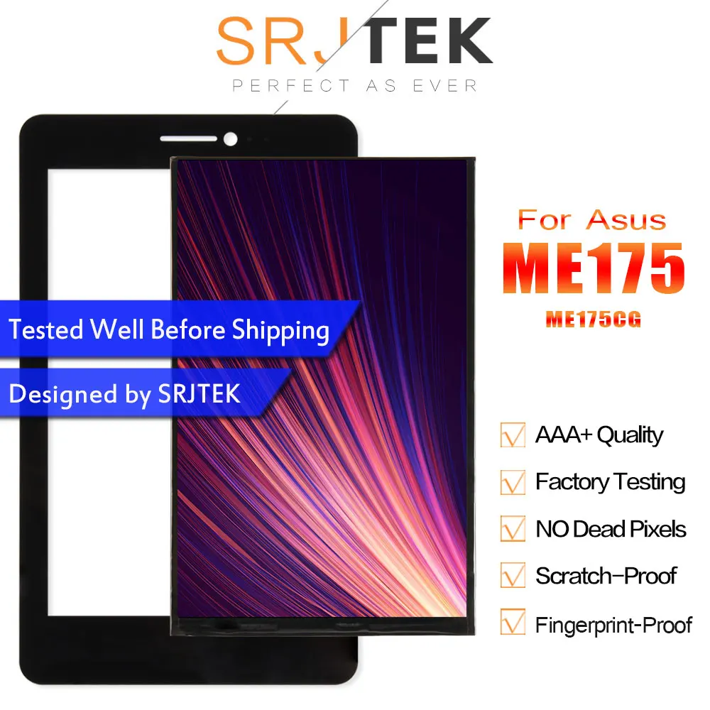 Для Asus Fonepad 7 ME175 ME175CG черный дигитайзер сенсорный экран стекло сенсор + ЖК дисплей