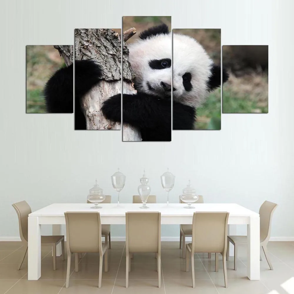 

Modular Pictures HD Prints Canvas Painting Kids Room 5 Pieces Creative Home Decor Panda Animal Wall Art For Gift Artwork Poster