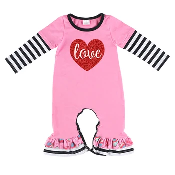 

Kaiya Angel Spring Autumn New Born Baby Rompers O-Neck Stitching Stripe Long Sleeve Pink Cute style Factory Wholesale 2 Colors
