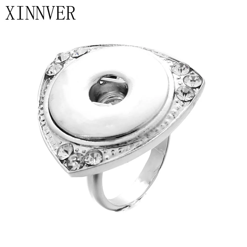 

Fashion Snaps Rings Elegant Crystal Metal Buttons Ring Fit 18/20mm Snap Jewelry Silver Ring For Women