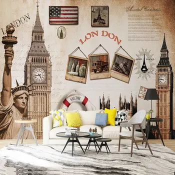 

Professional custom 3d wallpaper Europe and America building freedom goddess wholesale wallpaper mural poster photo wall