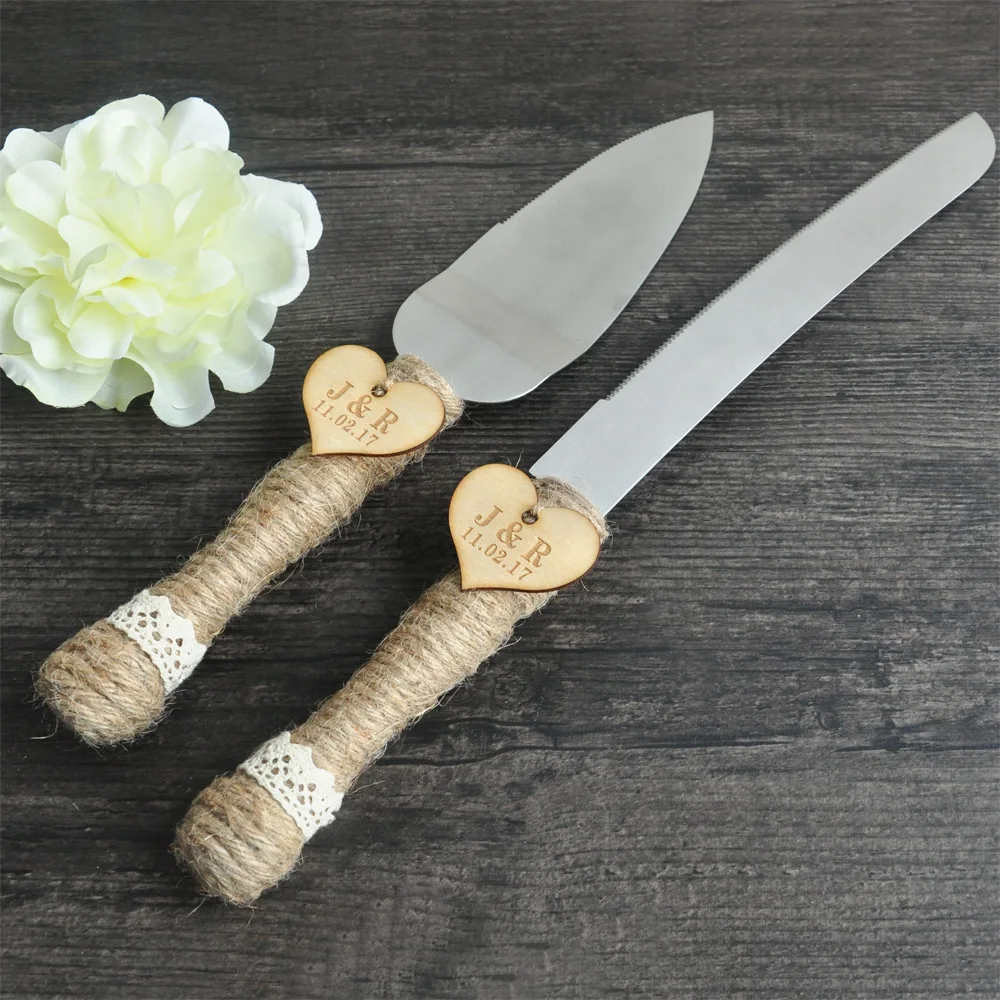 Wedding Cake Serving Set Goo Weddings Personalized Rustic Wedding Cake Cutter And Knife Serving Set Accessories