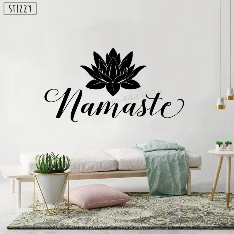 

STIZZY Wall Decal Lotus Flower Quotes Namaste Wall Stickers Buddha Indian Ganesha Vinyl Yoga Decor Relax Sport Art Mural DIYB591