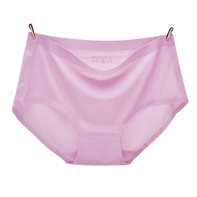 

Sexy Women Panties Breathable Seamless Solid Cotton Crotch Underwear Mid Waist Large Size Woman Briefs Female Underpants