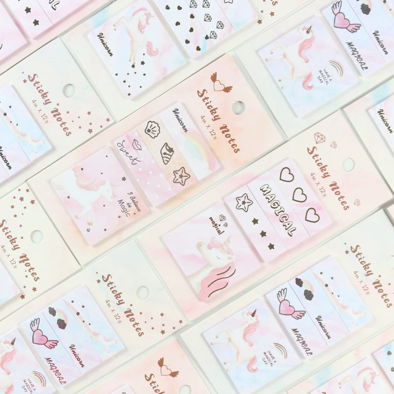 

Domikee cute creative foil unicorn theme school student sticky index label notespad stationery,fine cartoon memo pad for girls