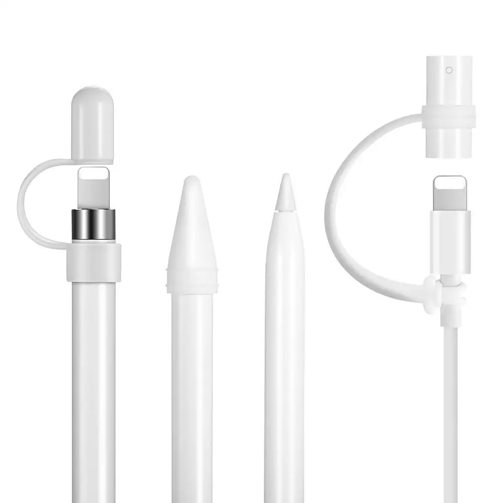 

2/5Pcs Silicone Charge Adapter Anti-lost Wire Pen Tip Cap Cover for Apple Pencil 2019NEW