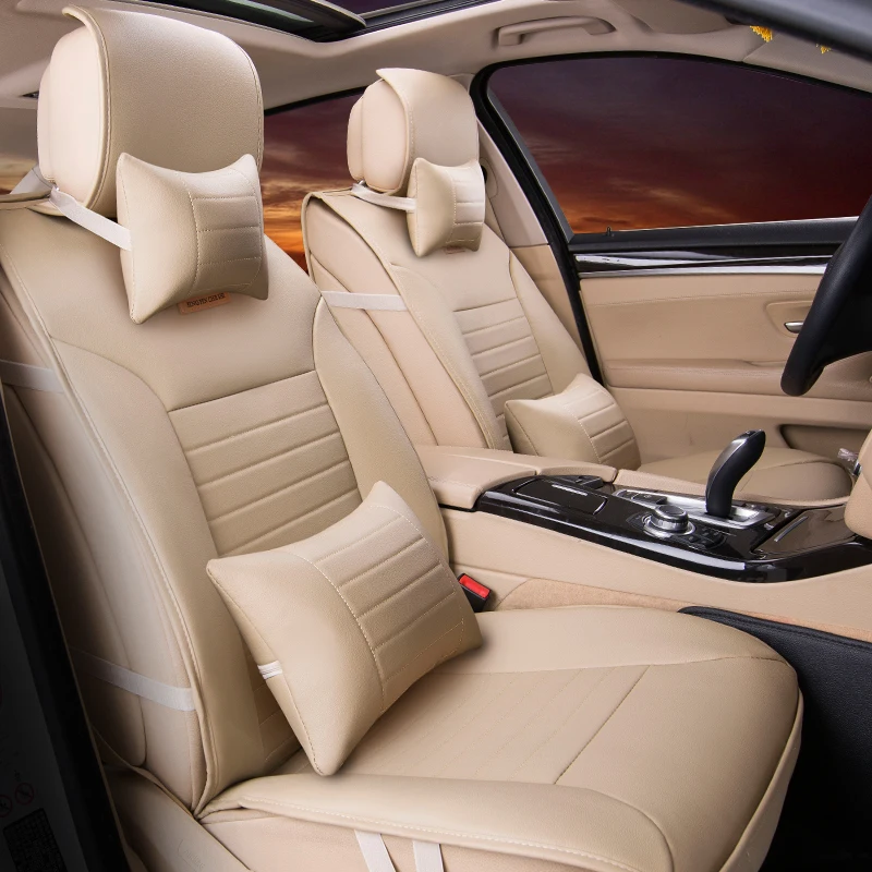 

High quality Pu leather Universal Car Seat covers 5 seats cushion for Audi a3 a4 b6 b8 a6 a5 q7 beige red pu leather
