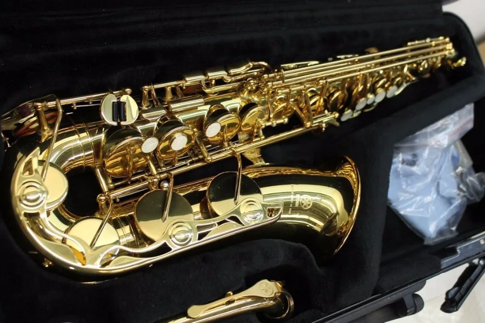 New Copy YAS 275 Saxophone Alto Gold Lacquer Sax font b Instruments b font professional Musicais