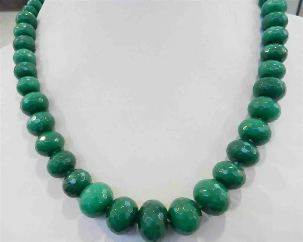 

10-18mm Natural Emerald Faceted Gems Roundel Beads Necklace