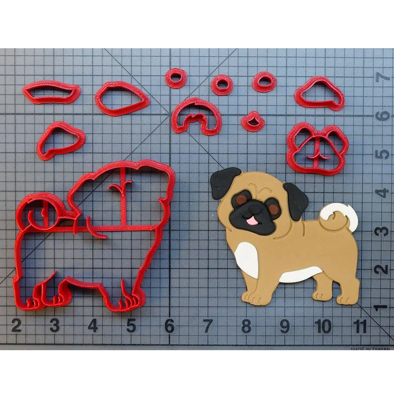 

Cute Animal Dog Cookie Cutter set Pug Fondant Cupcake Top Custom Made 3D Printed Cake Cake Decorating Tool Cookie Molds