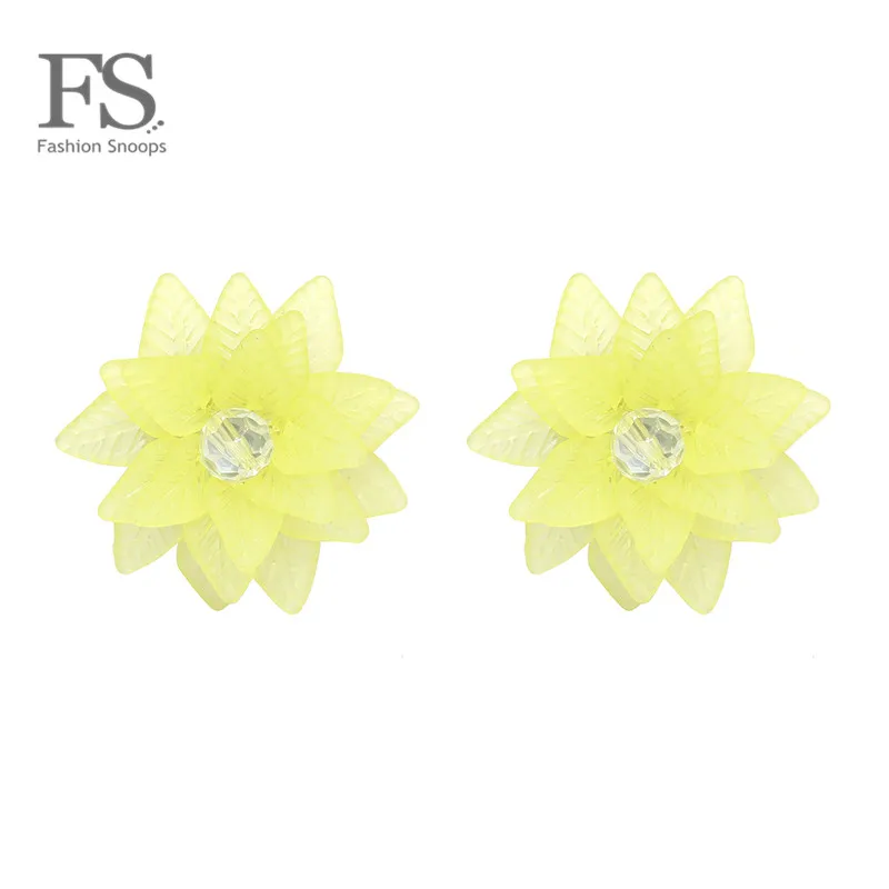 

FASHIONSNOOPS Trendy Color Flower Stud Earrings For Women 2018 Hot Sale Boho Charm Big Statement Earrings Wedding Accessories