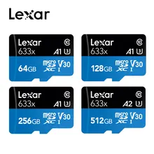 Lexar 95 МБ/с./с tf micro sd 633x16 г 256 г 512 г карты 32 ГБ SDHC класс 10 64 г 128 г карта памяти sd адаптер для Gopro/DJI/nintendo переключатель