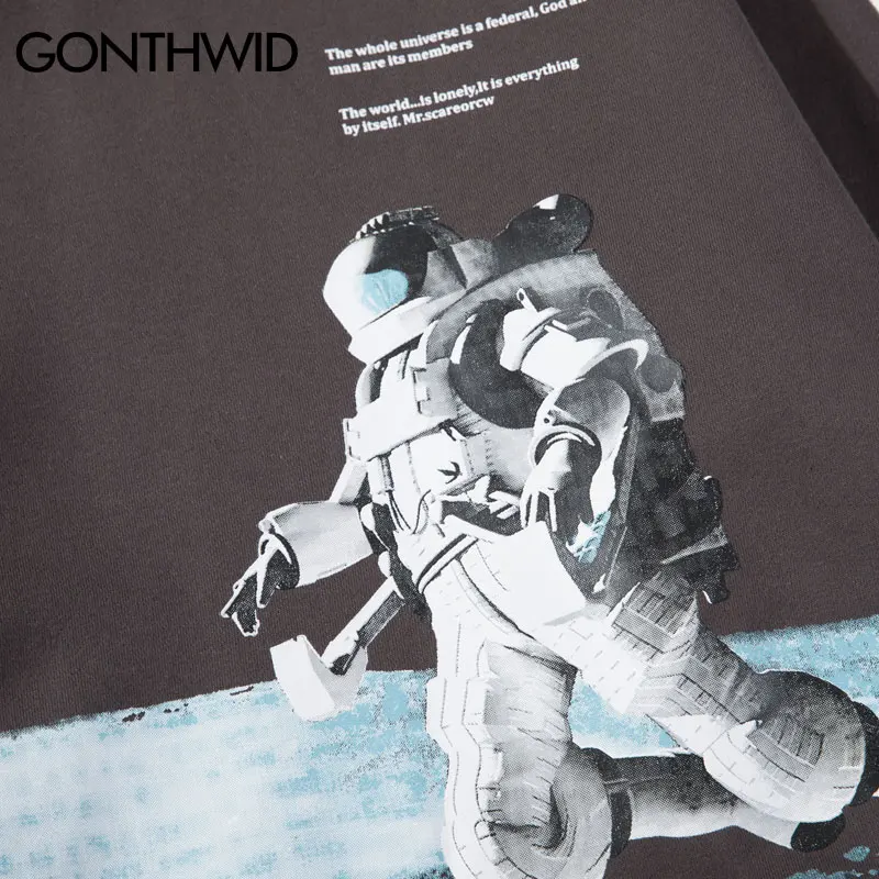 GONTHWID Spacewalk Print Hoodies Men Hip Hop Casual Hooded Sweatshirts Pullovers Tops Male Winter Fashion Streetwear Hoodie
