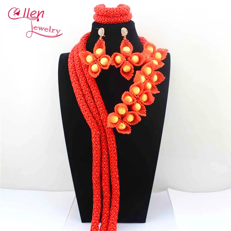 

Lavender nigerian Wedding African Beads Jewelry Set Flower earrings dubai beaded Statement Bridal necklace Jewelry sets E1129