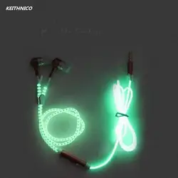 KEITHNIC 1 PC световой металлические наушники в виде застежки-молнии свет Hands-free стерео бас металла спортивные наушники с микрофоном для