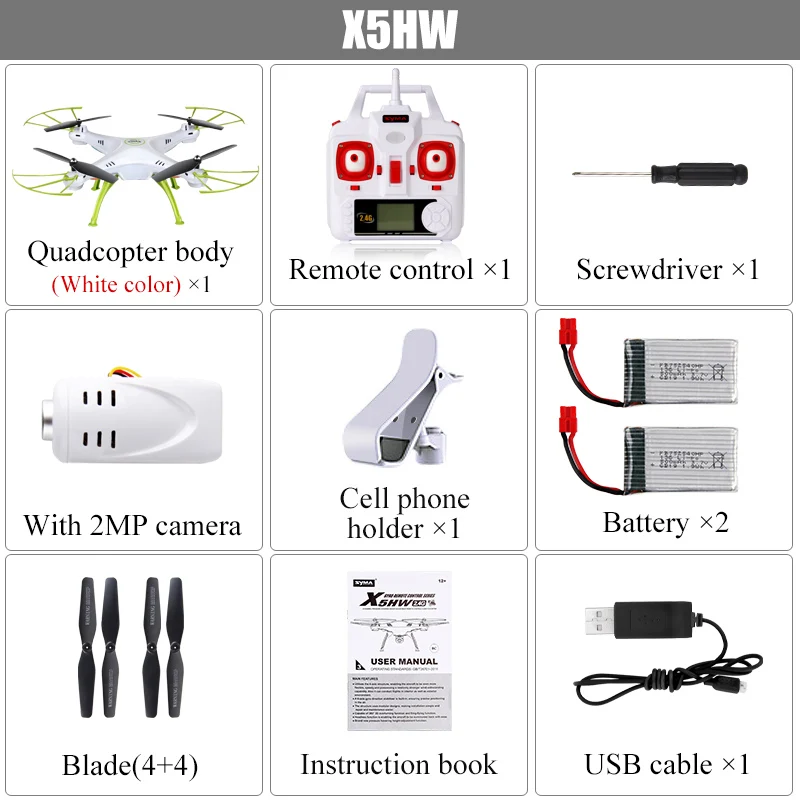 SYMA X5HW Камера Drone квадрокоптер Wi-Fi FPV-системы HD в режиме реального времени 2.4 г 4CH вертолет Квадрокоптер Радиоуправляемый Дрон игрушка(X5SW обновление - Цвет: With 2 Battery