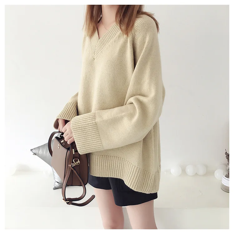 V Neck Drop Shoulder Loose Chunky Sweater Flare Sleeve Oversize Pullover Winter Warm Sweater Fashion Knit Sweater Coat V Neck Drop Shoulder Loose Chunky Sweater Flare Sleeve Oversize Pullover Winter Warm Sweater Fashion Knit Sweater Coat