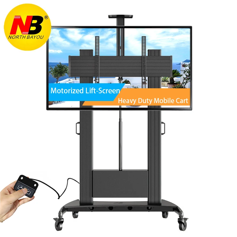 

NORTHBAYOU TW100 Motorized Lift Screen Heavy Duty TV Mount Cart Fits Most 60-100 inch Flat Panel LED LCD TV Loading 134kgs 300lb