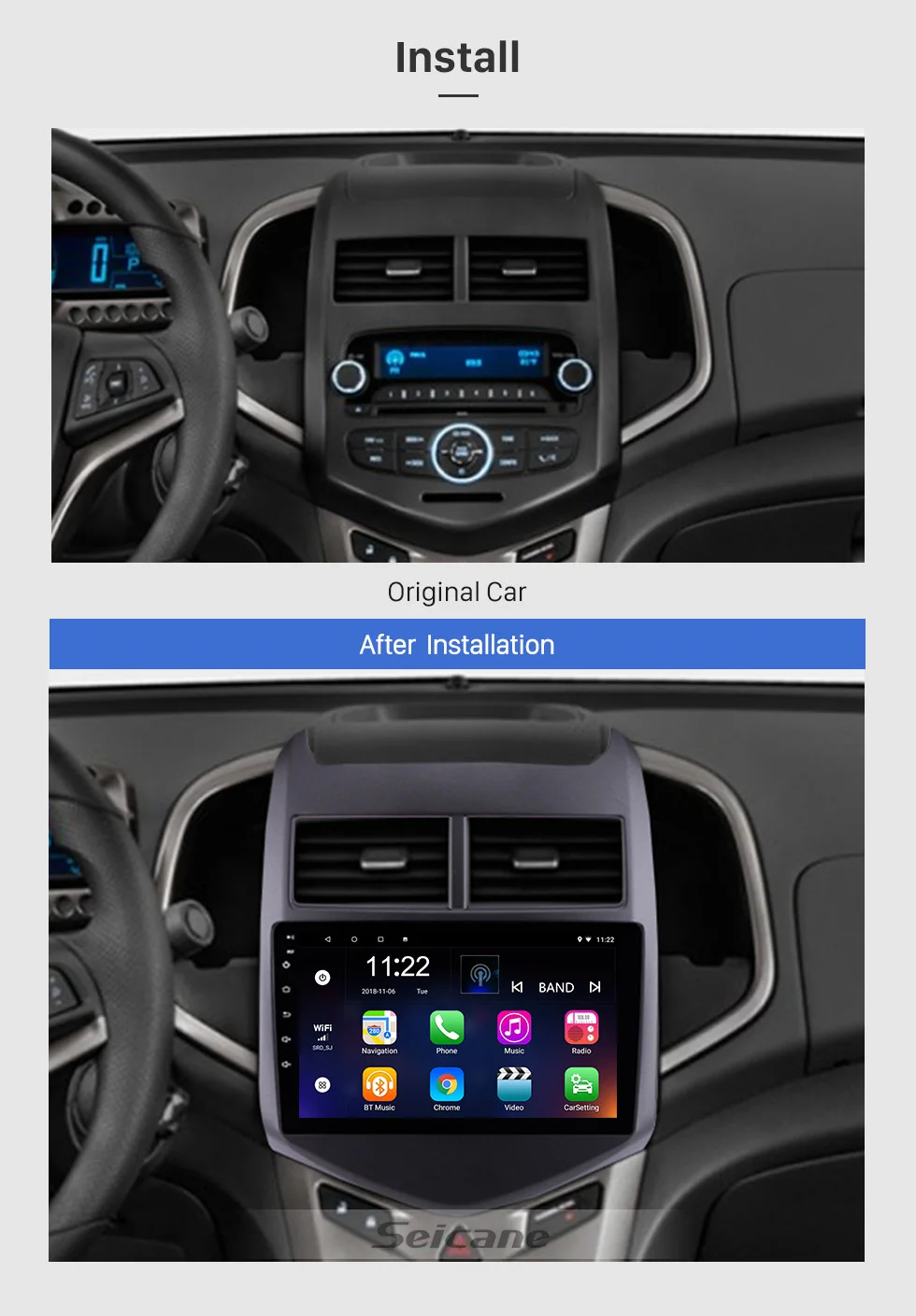 Clearance Seicane Android 8.1 8-Core 9" Car GPS Multimedia Player For 2010 2011 2012 2013 Chevy Chevrolet AVEO Navi Stereo Support DVR SWC 2