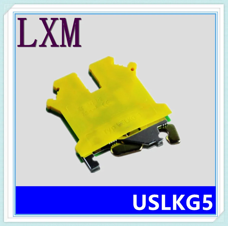6PCS/LOT USLKG5 High quality Pure copper yellow green earth terminal row double color earthing