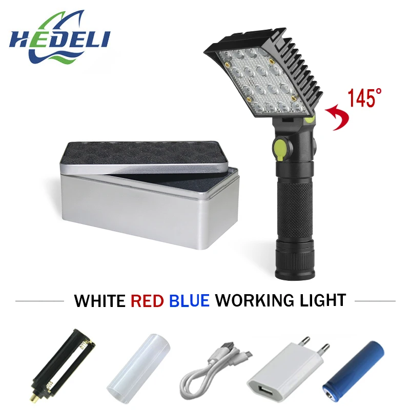 

Three light sources COB warning light led flashlight usb rechargeable work torch with magnetic linterna 18650 or AAA battery