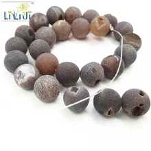 Lii Ji натуральный камень матовый серый цвет кристалл агат 16 мм круглой формы бусины около 39 см DIY ювелирных изделий браслет ожерелье