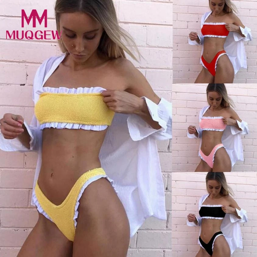 

Popular Women Push-Up Padded Bra Beach Bikini Set Swimsuit Sexy Swimwear Summer Swim Wear Vintage Women's Swimming Suit Biquini