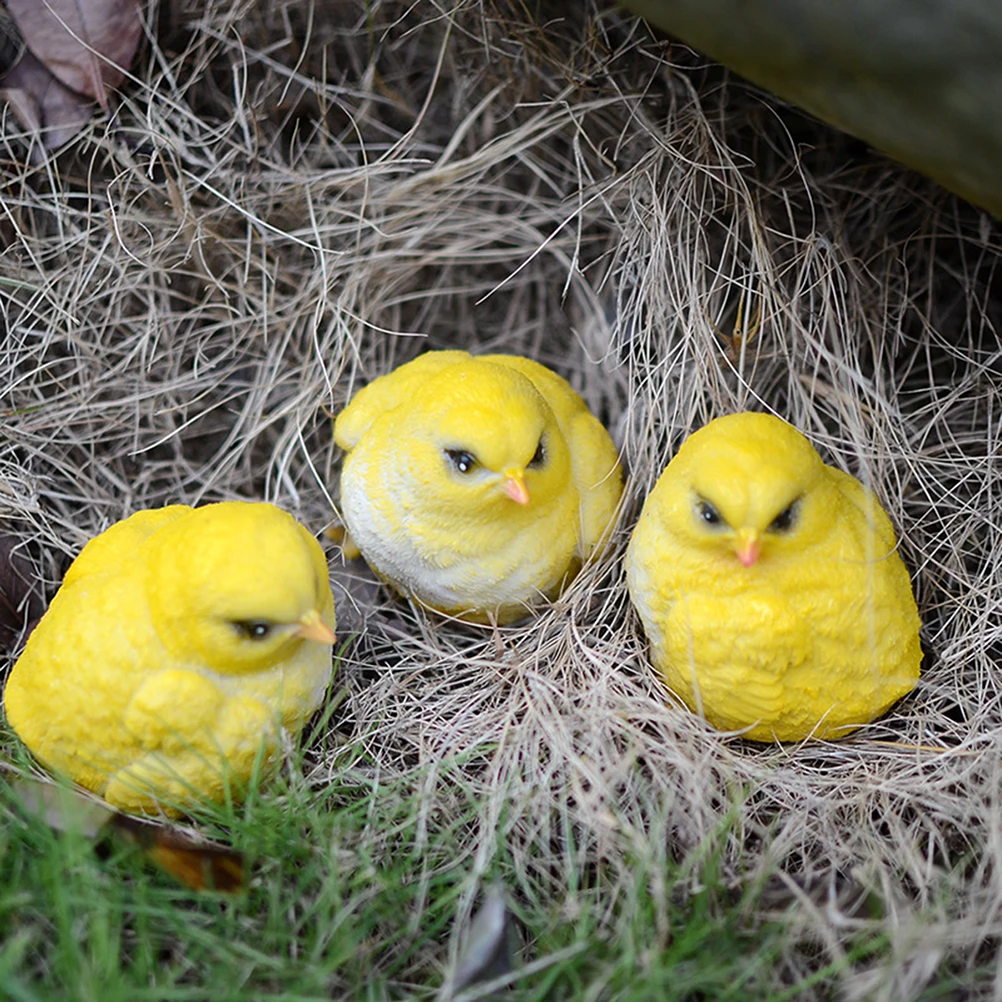 

3pcs Lawn Ornament Outdoor Garden Decoration Little Yellow Chicks Garden Ornament Chicken Statues for Other Scenes Garden Decor